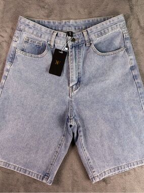 NVFelix Denim Jean Shorts Men's S 30x9 Blue Light Wash Y2K Streetwear Faded NWT